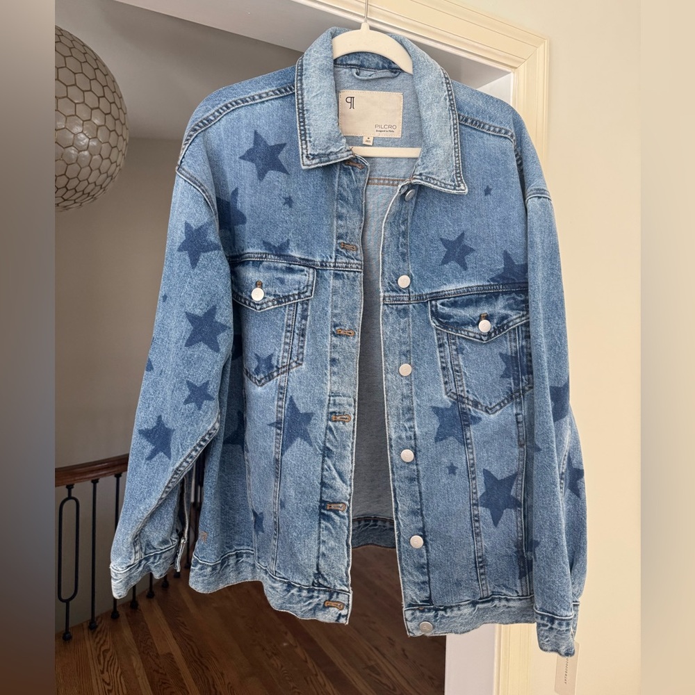 Pilcro Blue Star-Print Denim Jacket